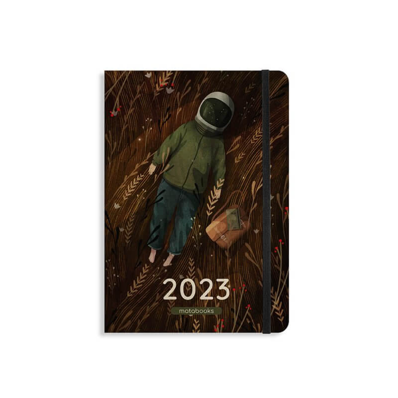 Kalender Graspapier 2023 A5 Spacewalker Frontansicht