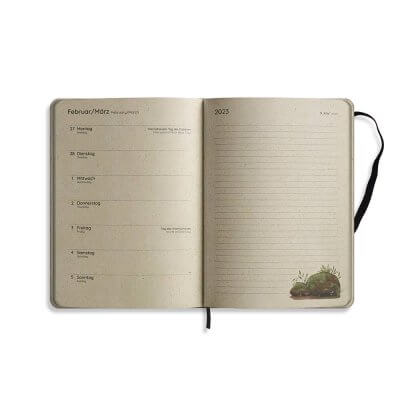 Kalender Graspapier 2023 A5 Wanderlust Wochenübersicht Februar