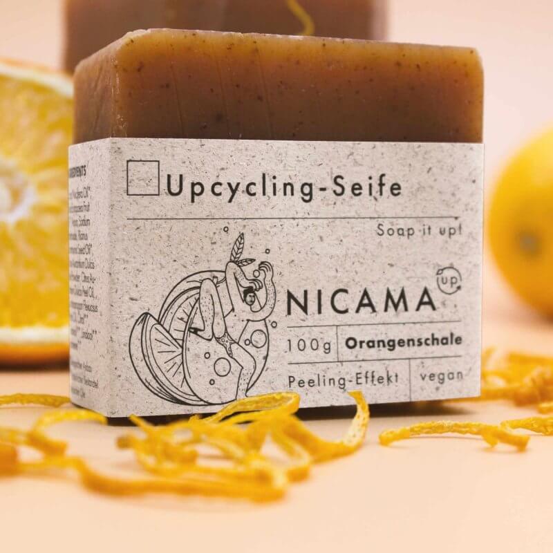 Nicama Upcycling feste Seife Orangenschale
